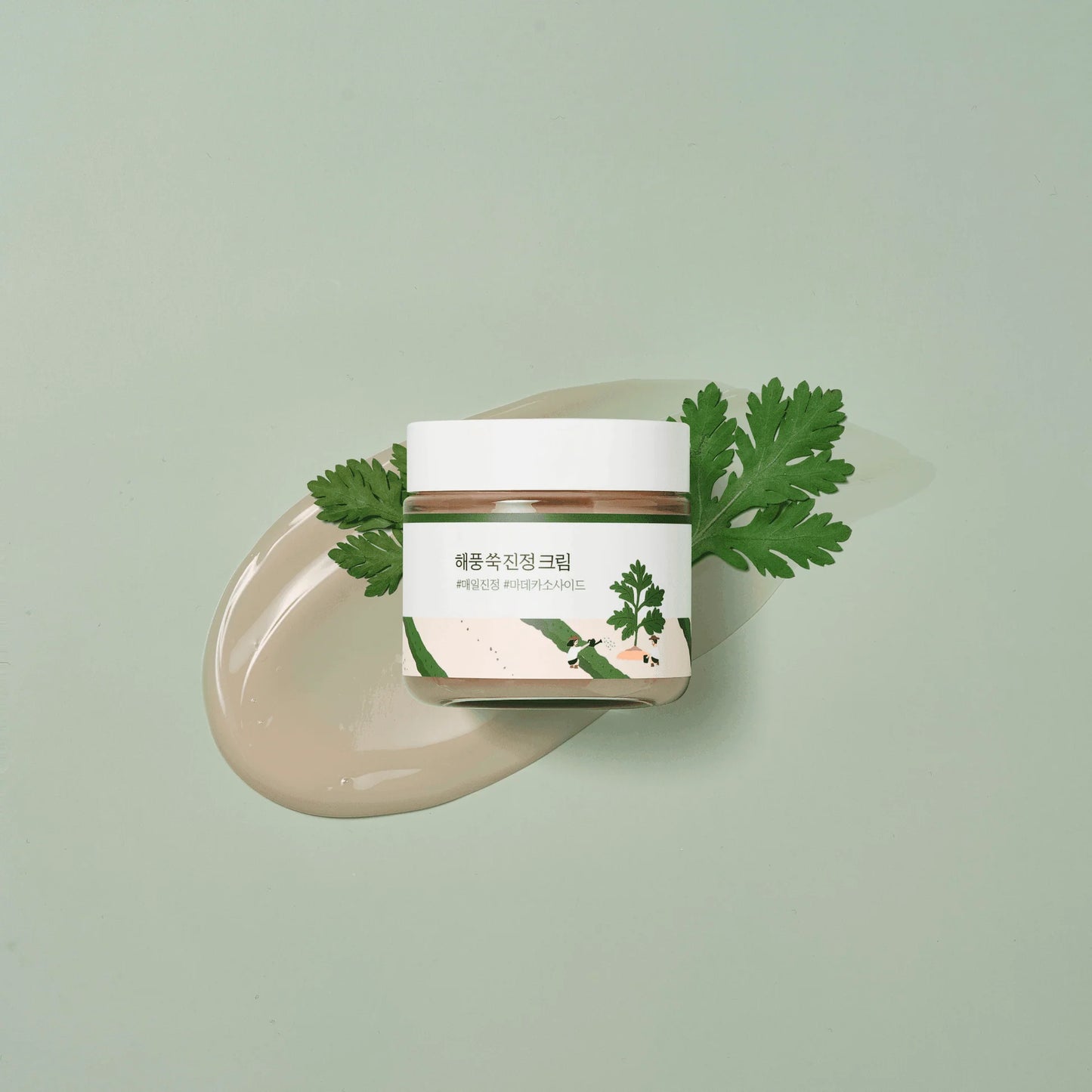 Лёгкий успокаивающий крем с полынью Round Lab Mugwort Calming Cream 80 мл