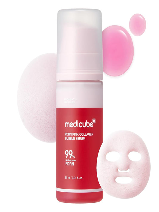 Пузырьковая сыворотка с коллагеном и ПДРН medicube PDRN Pink Collagen Bubble Serum